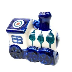 Polish Pottery hand crafted and painted Christmas Train ornament
